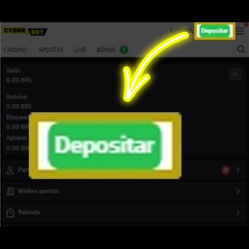 Clique no botão "Deposit" (Depositar)